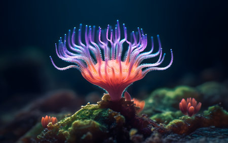 Colorful sea anemone on a coral reef. Underwater world.の素材