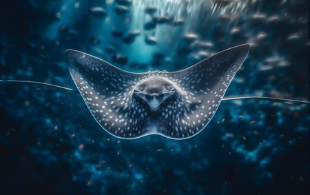 Stingray swimming in the ocean. 3D Rendering.の素材