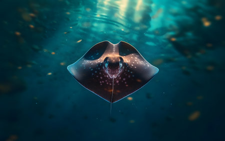 Stingray in the deep blue sea. Underwater world.の素材
