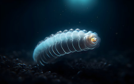 3d illustration of a centipede in a dark aquarium.の素材