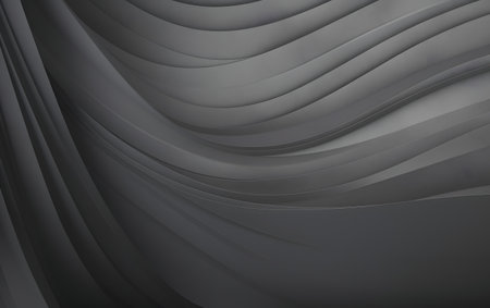 3d render of abstract background with smooth wavy lines in blackの素材