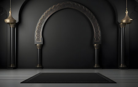 3d rendering of ramadan kareem or eid mubarak backgroundの素材