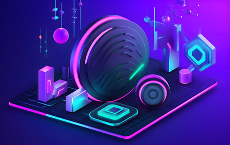 Futuristic user interface. 3d isometric vector illustration.の素材