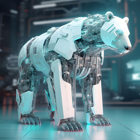 3d rendering of a robot in a futuristic environment. Technology conceptの素材