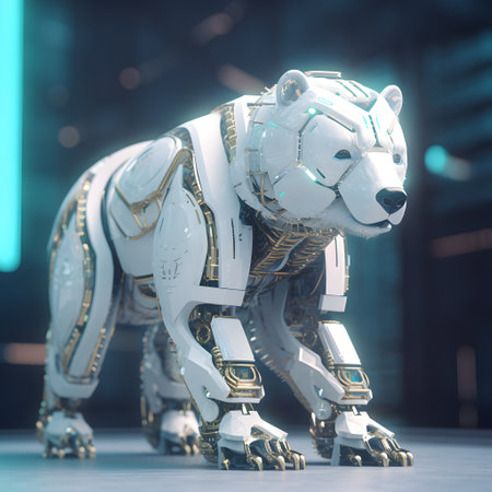 3D rendering of a robot in a futuristic space. Futuristic concept.の素材