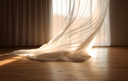 White tulle in the interior of the room. 3d renderingの素材