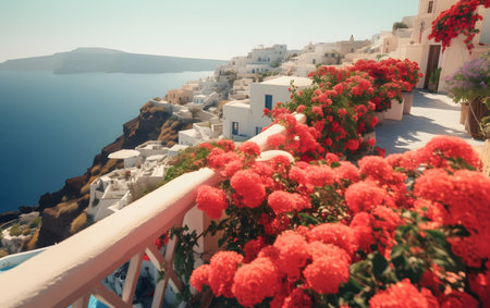 Oia village on Santorini island, Greece. Beautiful summer landscapeの素材
