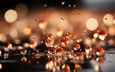 Water drops with bokeh background. 3d render, 3d illustration.の素材