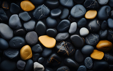 Colorful pebbles background, top view. Flat lay.の素材