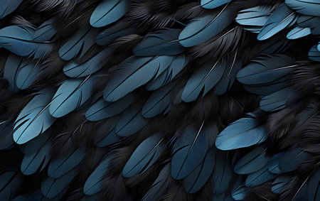 3d rendering of blue feathers background, closeup of feather textureの素材