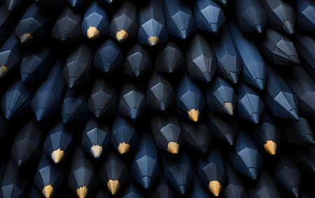 Black pencils background. 3d render, 3d illustration.の素材
