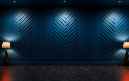 Room with blue wall and wooden floor. Vector illustration. Eps 10の素材