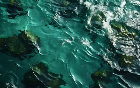 Sea water surface with ripples and sunlight reflections. Natural background.の素材