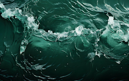 Green water surface with waves and foam. Abstract background and texture for design.の素材