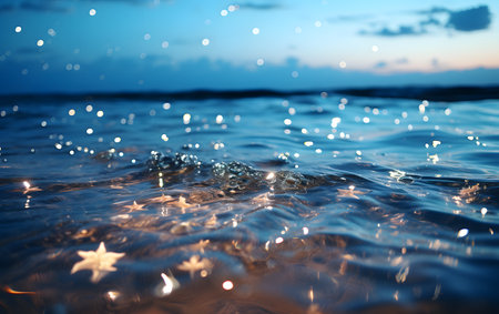 Beautiful bokeh of water in the sea at sunset.の素材