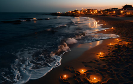 Sunset on the beach of Cadiz, Andalusia, Spainの素材