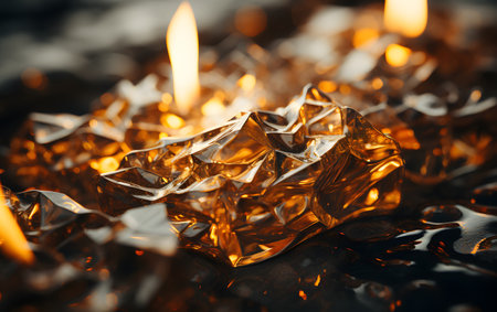 Burning candles in the shape of a heart on a dark backgroundの素材