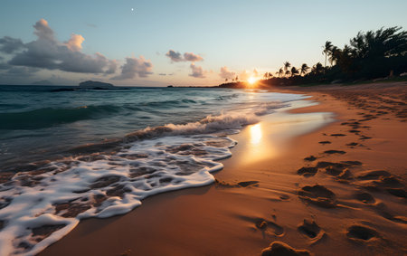 Beautiful sunset on the beach, Seychelles, Maheの素材