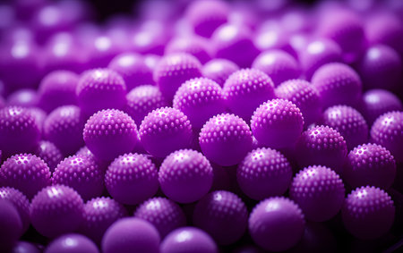 purple plastic balls background macro close up. Abstract background for designの素材