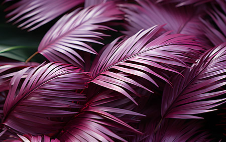 Tropical palm leaves in purple color. Tropical background. Nature concept.の素材