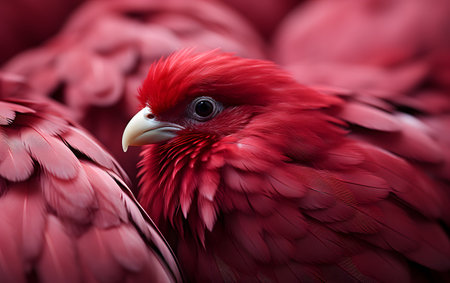 Close up of a red parrot, Coracias roseusの素材
