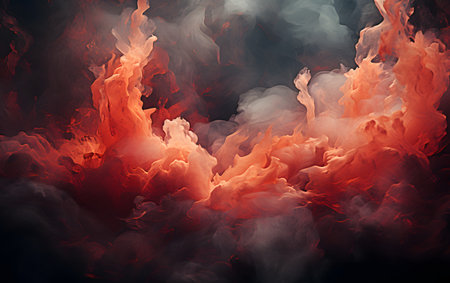 Fire flames on a black background. Design element for graphics artworks.の素材