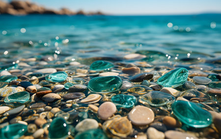 Sea pebbles on the shore of the Mediterranean Sea in Montenegroの素材