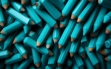 Blue pencils background. 3d render, 3d illustration.の素材