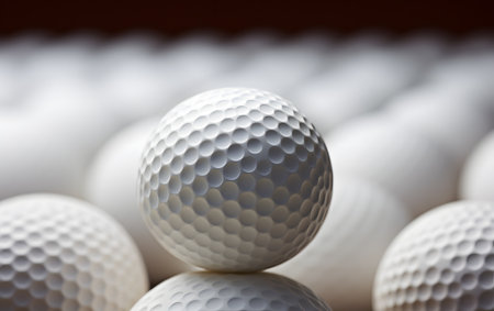 Golf ball on a background of golf balls. close upの素材
