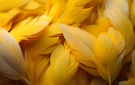 close up of yellow feathers as a background. macro. soft focusの素材