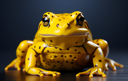 Yellow frog on a dark background. Yellow frog on a dark background.の素材