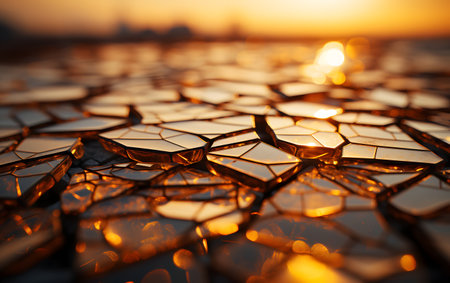 abstract background of the sun shining through the broken glass on the lakeの素材