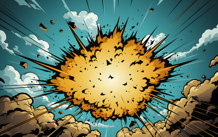 Comic book explosion background. Vector illustration. EPS 10 file.の素材