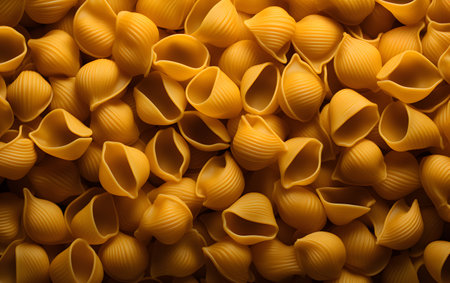 Close up of uncooked conchiglie pasta as background textureの素材
