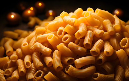 closeup of a pile of italian pasta on a dark backgroundの素材