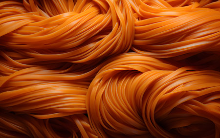 close up of a pile of italian fettuccine pastaの素材