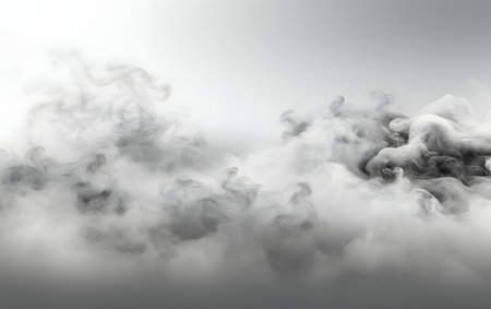 Smoke clouds on a white background. 3d rendering, illustration.の素材