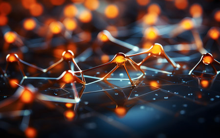Abstract 3d rendering of networking concept. Futuristic connection structure.の素材