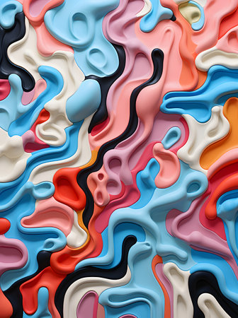 3d render, abstract background, multicolored waves, illustrationの素材