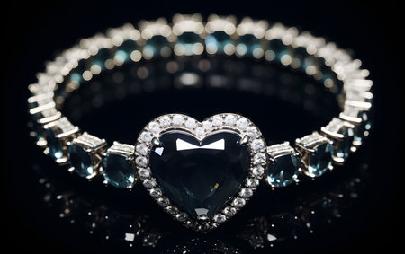 Jewelry Bracelet with Diamonds on a black backgroundの素材