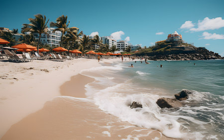 Beautiful beach in the city of Puerto de la Cruz, Tenerife, Canary Islands, Spainの素材