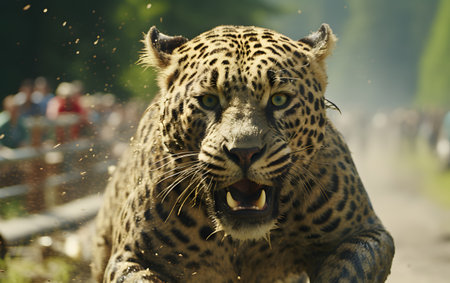 Portrait of a leopard in a zoo. close upの素材