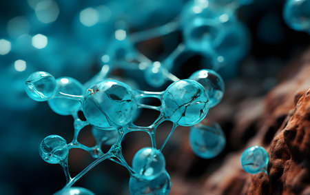 3d render of molecule structure. Science and medical background with molecules.の素材