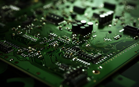 Close-up of electronic circuit board. Technology background. selective-focusの素材
