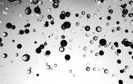 black and white bubbles on a white background, abstract water drops backgroundの素材
