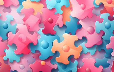 Colorful jigsaw puzzle pieces background. Vector illustration. Eps 10の素材