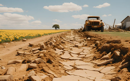 Abandoned truck on a dirt road in the countryside of Brazilの素材