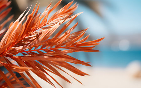 Palm leaves on the beach. Close up. Selective focus.の素材