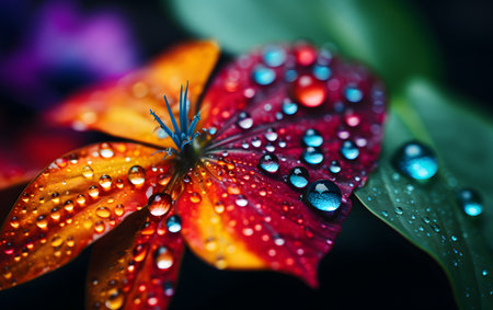 Raindrops on the petals of a flower. Macro photography.の素材
