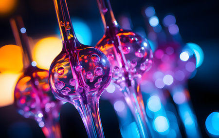 Close up shot of a spoon with colorful bokeh backgroundの素材